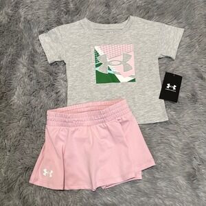 Under Armour Athletic Shirt & Skort Set Gray Pink Toddler Girl 4T NEW